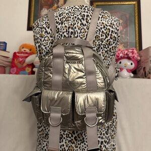 Silver metallic backpack